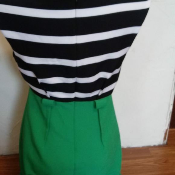 Maglia Dress Sz 6 black White Stripe Green - Picture 3 of 5